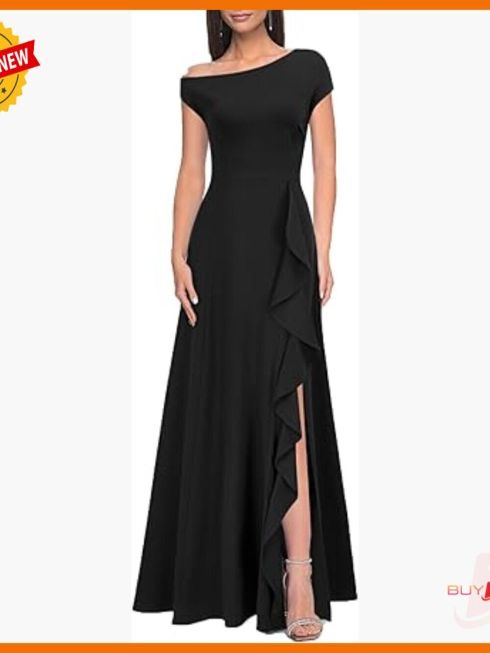 One Shoulder Ruffle Cocktail Dress Split Formal Party Long